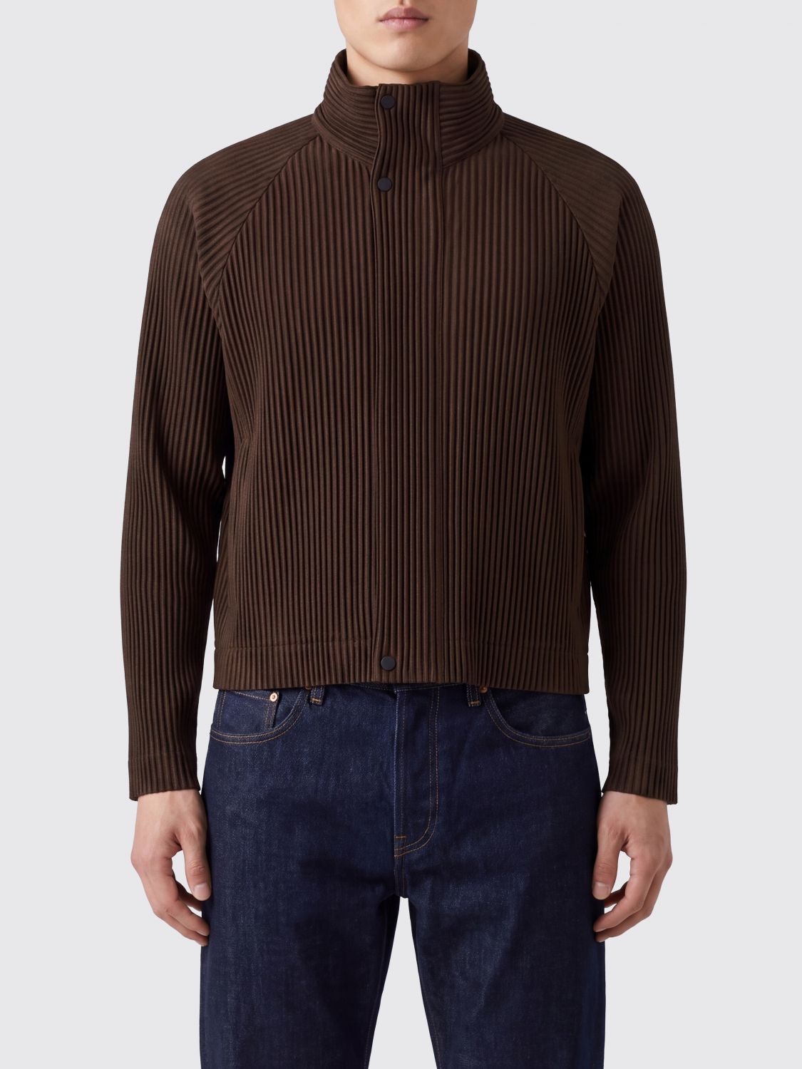 HOMME PLISSE’ ISSEY MIYAKE High-Neck Pleated Technical Fabric Cardigan Homme Plissé Issey Miyake