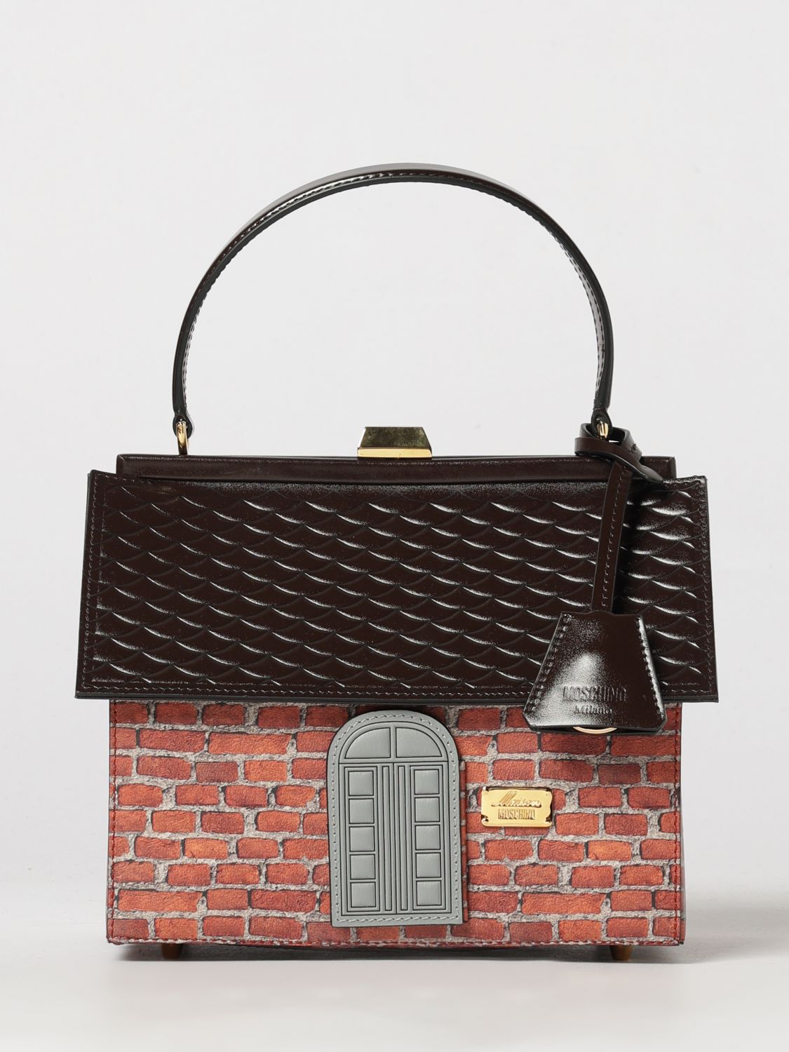 MOSCHINO COUTURE Borsa a mano mini House Bag in pelle con stampa grafica