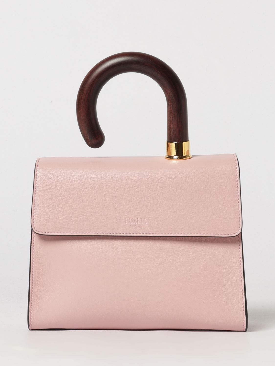 MOSCHINO COUTURE Borsa a mano mini in pelle di agnello liscia con tracolla