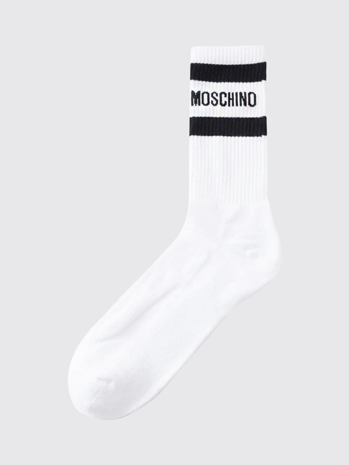 MOSCHINO COUTURE Striped Stretch-Cotton Socks with Jacquard Logo