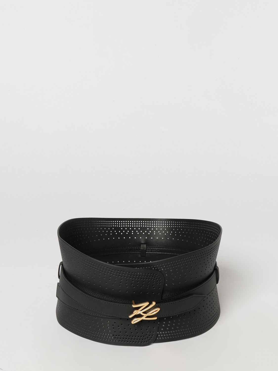 KARL LAGERFELD Bustier-Gürtel aus perforiertem Leder mit Monogramm-Schnalle