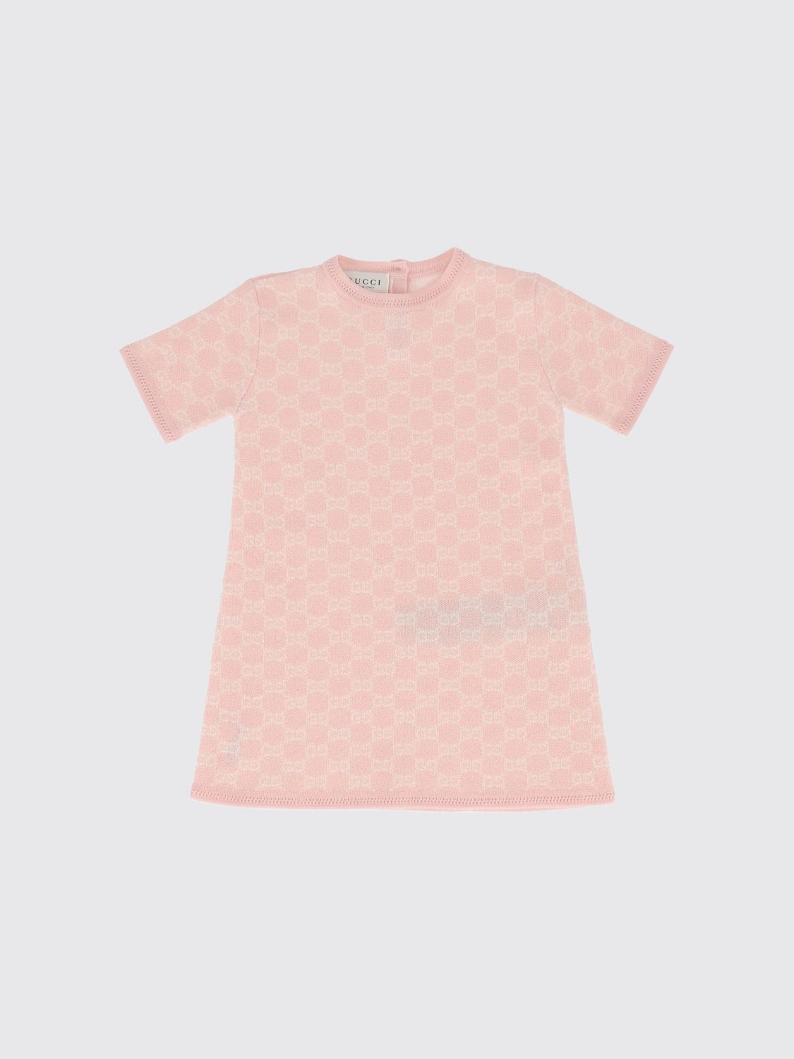 GUCCI Kurzärmeliges kurzes Wollkleid von für Mädchen mit GG-Monogramm