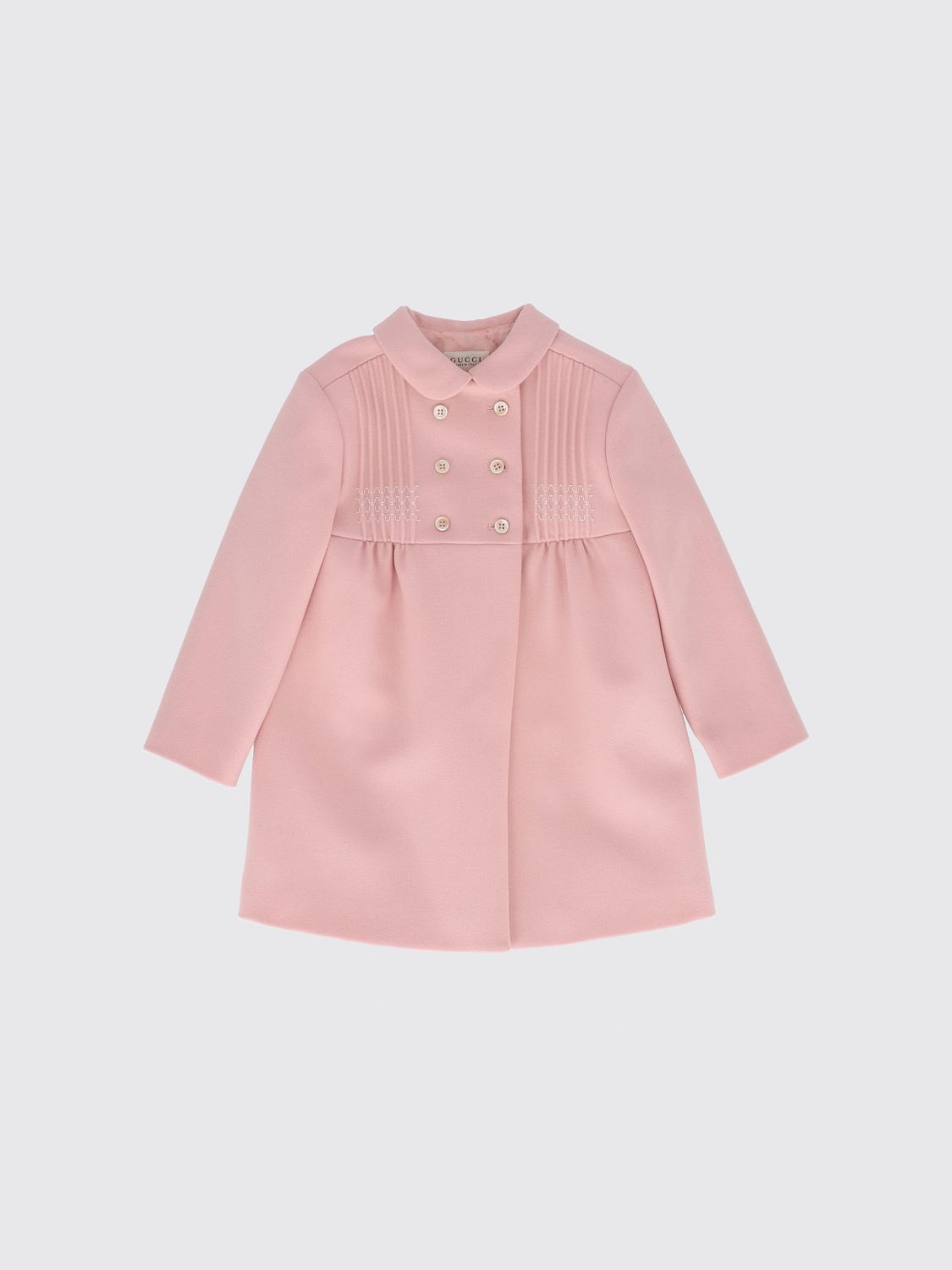 GUCCI Doppelreihiger Wollmantel von für Mädchen mit Chevron-Muster und Peter-Pan-Kragen
