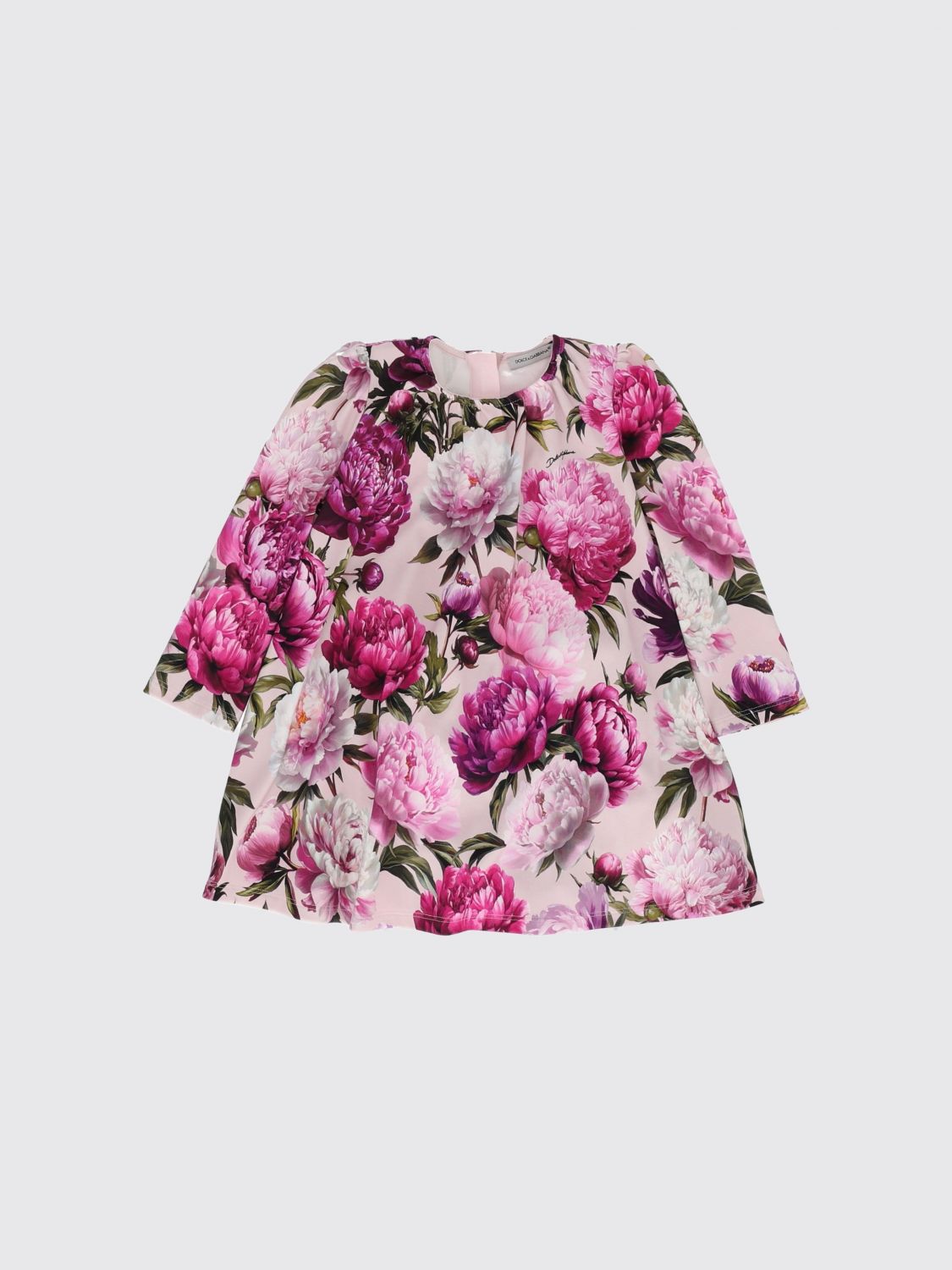 DOLCE & GABBANA Kurzes langärmeliges Baumwollkleid von für Mädchen mit Blumendruck