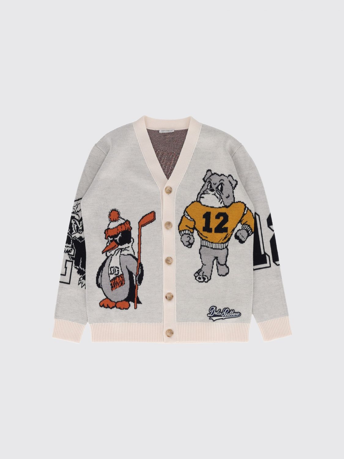 DOLCE & GABBANA Cardigan von für Jungen aus Schurwolle und Baumwolle mit Grafikdruck
