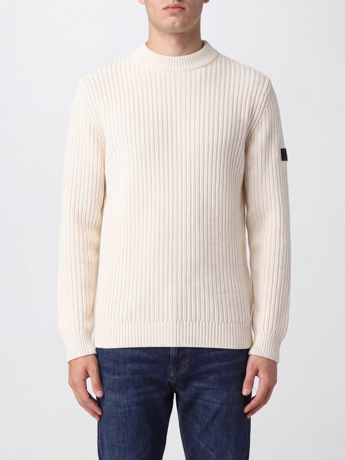 BARBOUR Gerippter Pullover mit Rundhalsausschnitt aus Woll- und Baumwollmischung