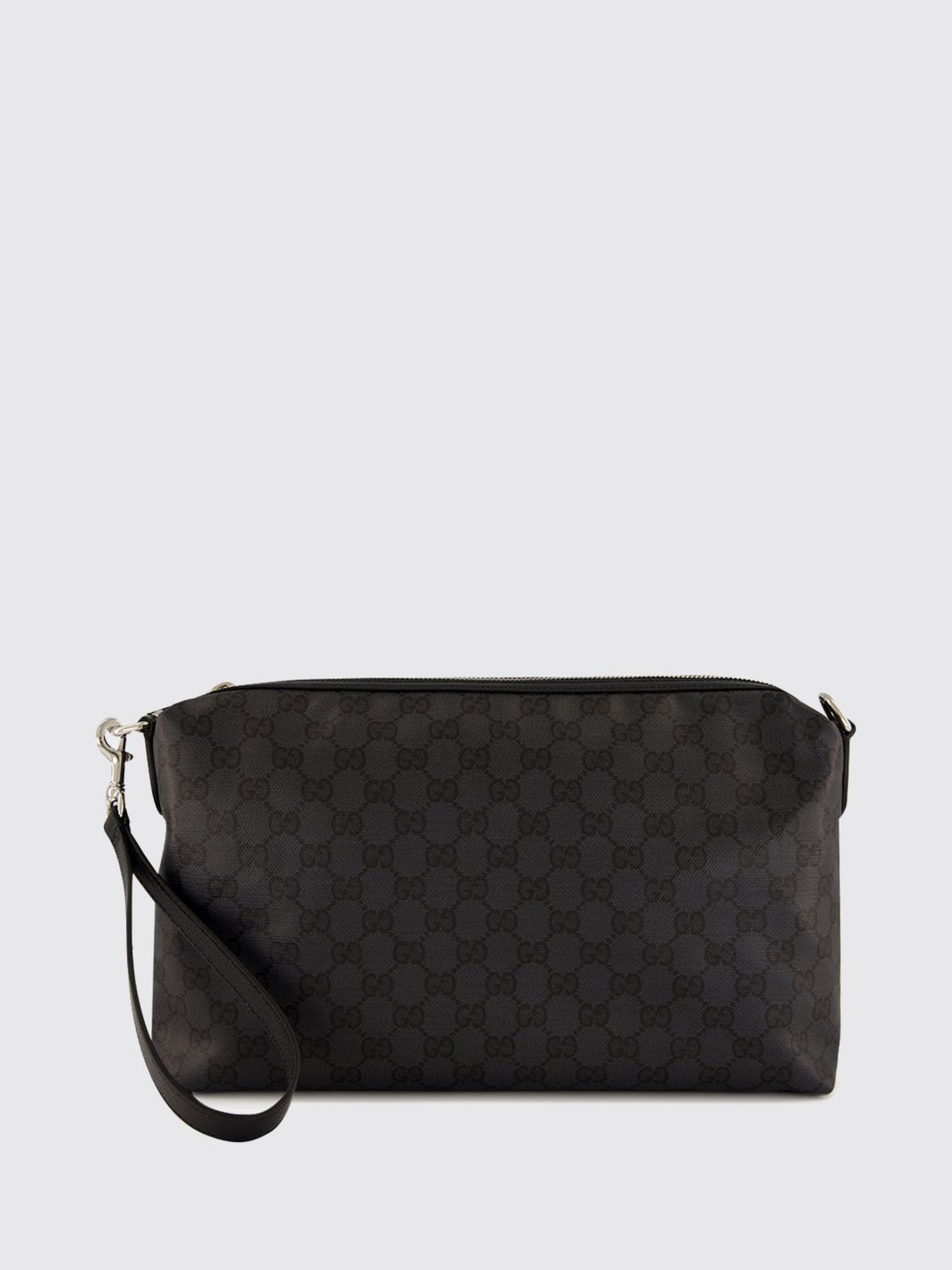 GUCCI Coated Cotton Pouch with GG Monogram and Removable Wrist Strap