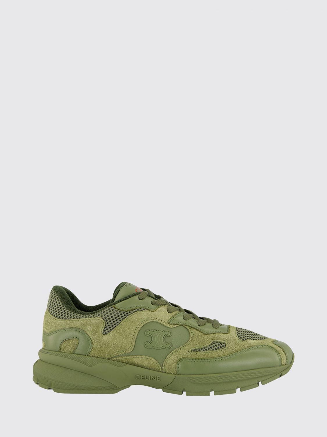 CELINE Low Top Sneakers aus Mesh und Wildleder mit Monogramm-Muster