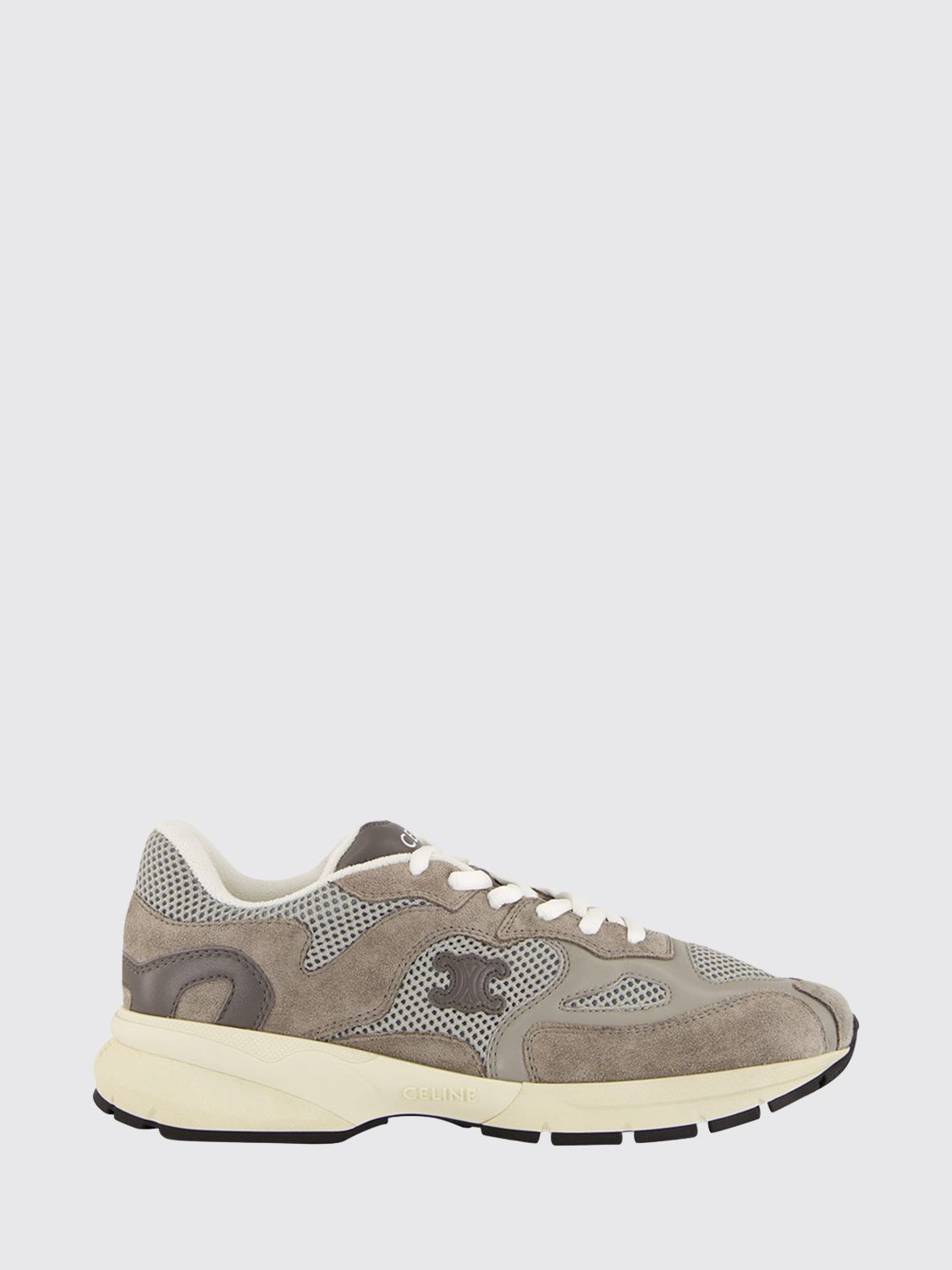 CELINE Low Top Sneakers aus Mesh und Wildleder mit Monogramm-Muster