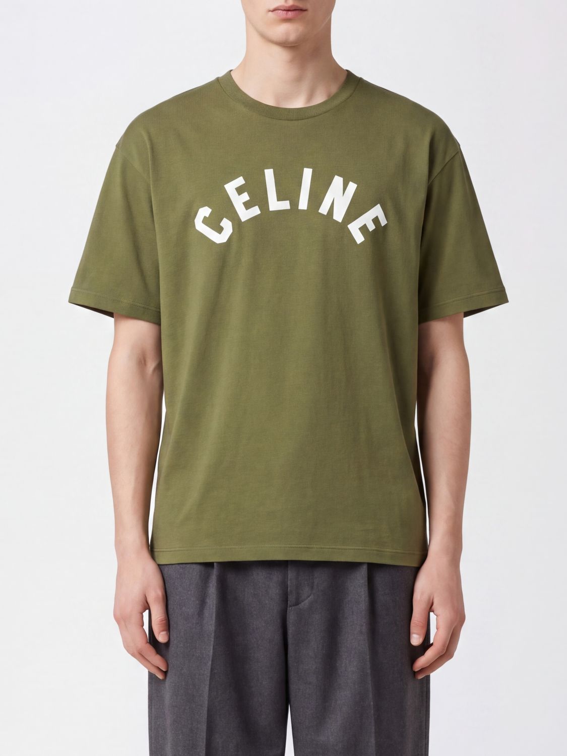 CELINE Baumwoll-T-Shirt mit kontrastierendem Logo-Print auf der Vorderseite