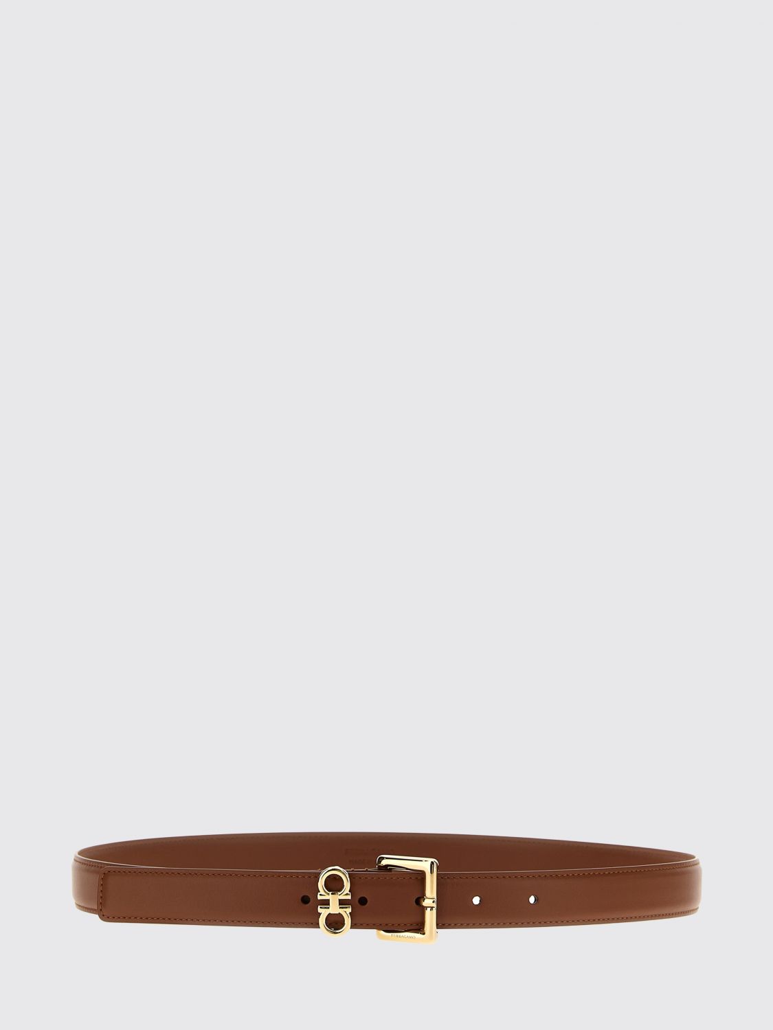 Ferragamo Double Gancini Adjustable Smooth Calfskin Leather Belt