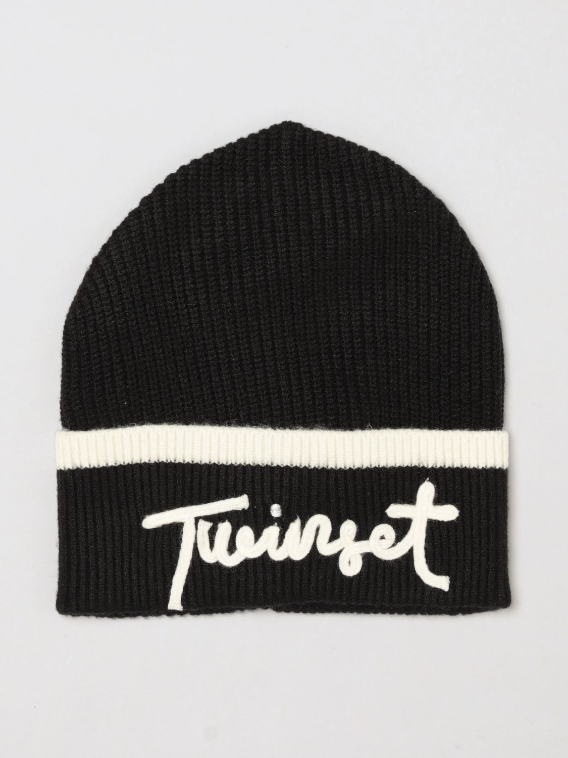 Twinset Gerippte Beanie-Mütze für Mädchen von aus Viskosemischung mit Logo