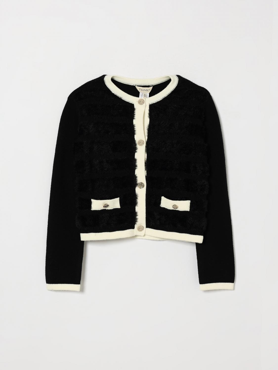 Twinset Cardigan girocollo da bambina in jersey con chiusura a bottoni