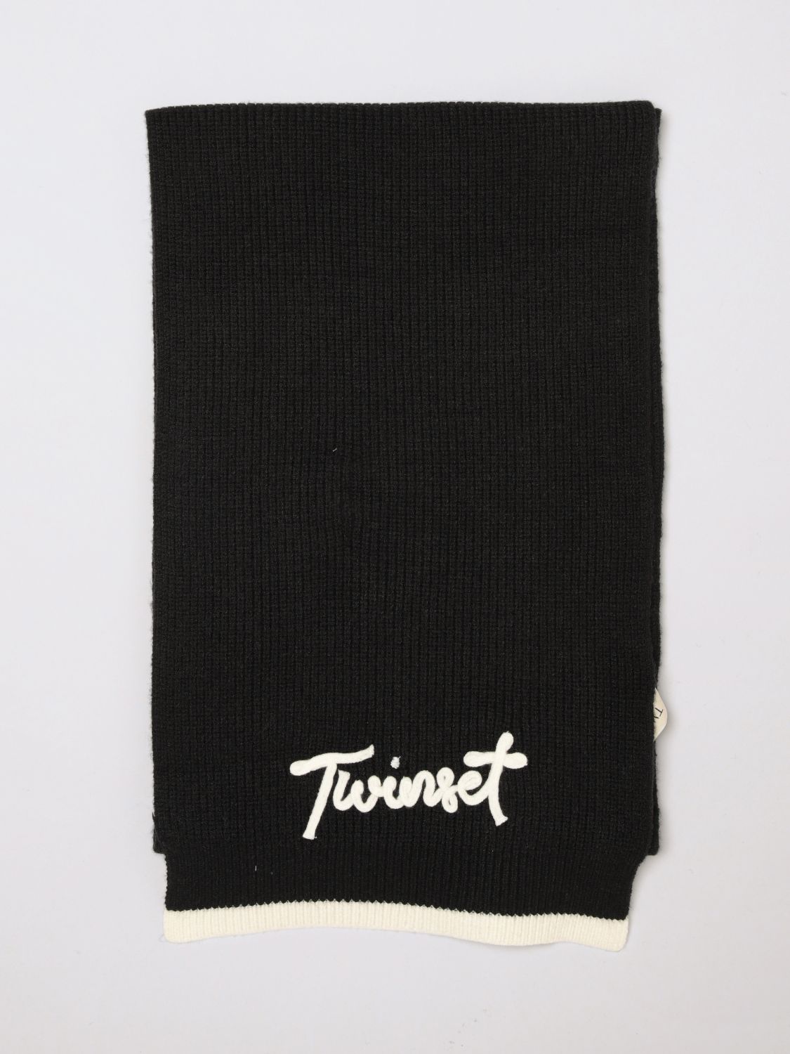 Twinset Gerippter Schal für Mädchen von aus Viskosemischung mit kontrastierendem Logo