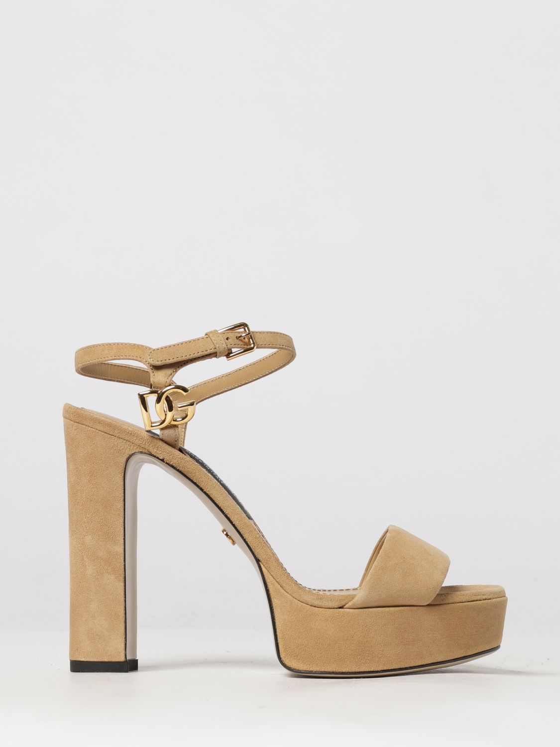 Dolce & Gabbana Suede High-Heel Platform Sandals with DG Monogram