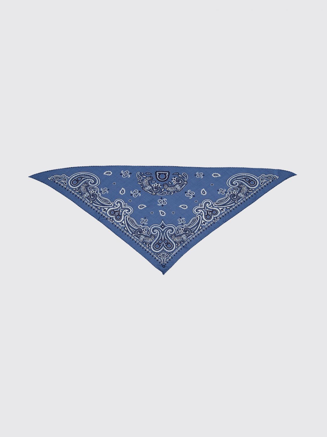 Ferragamo Arabesque Cashmere and Wool Triangle Scarf with Logo