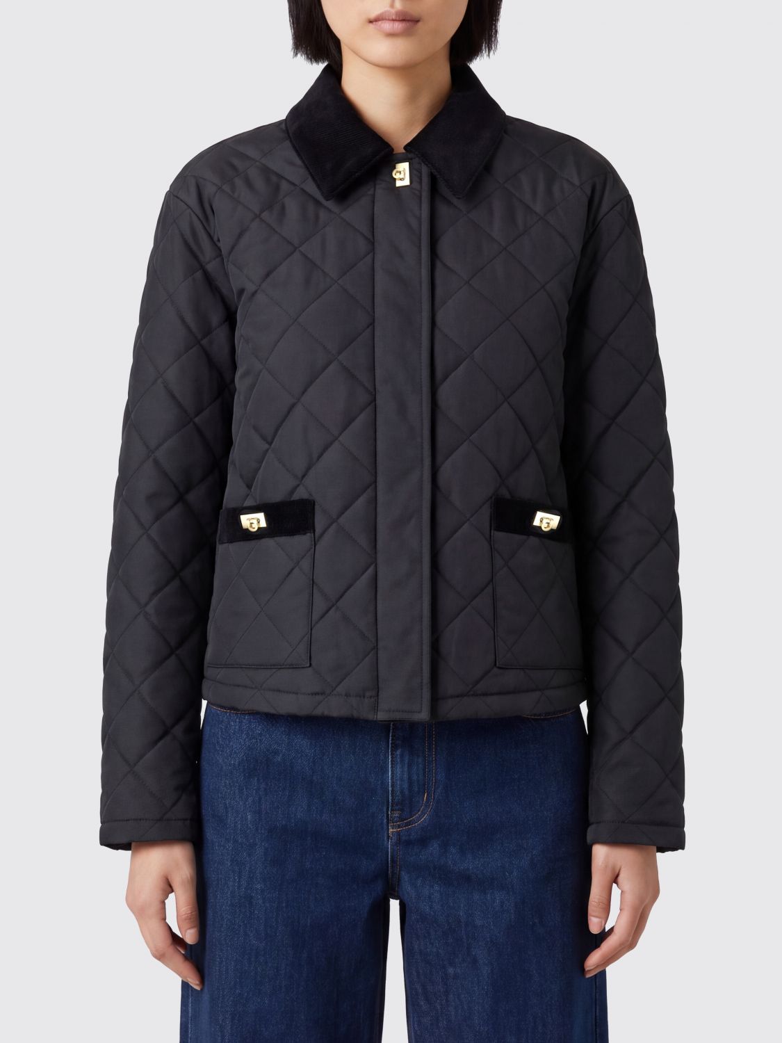 Ferragamo Quilted Cotton-Nylon Jacket with Velvet Collar