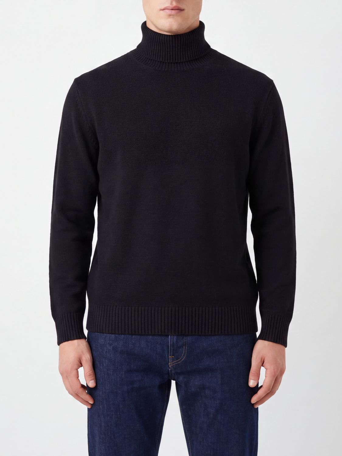 Ballantyne Pure Merino Wool Turtleneck Jumper with Ribbed Trims