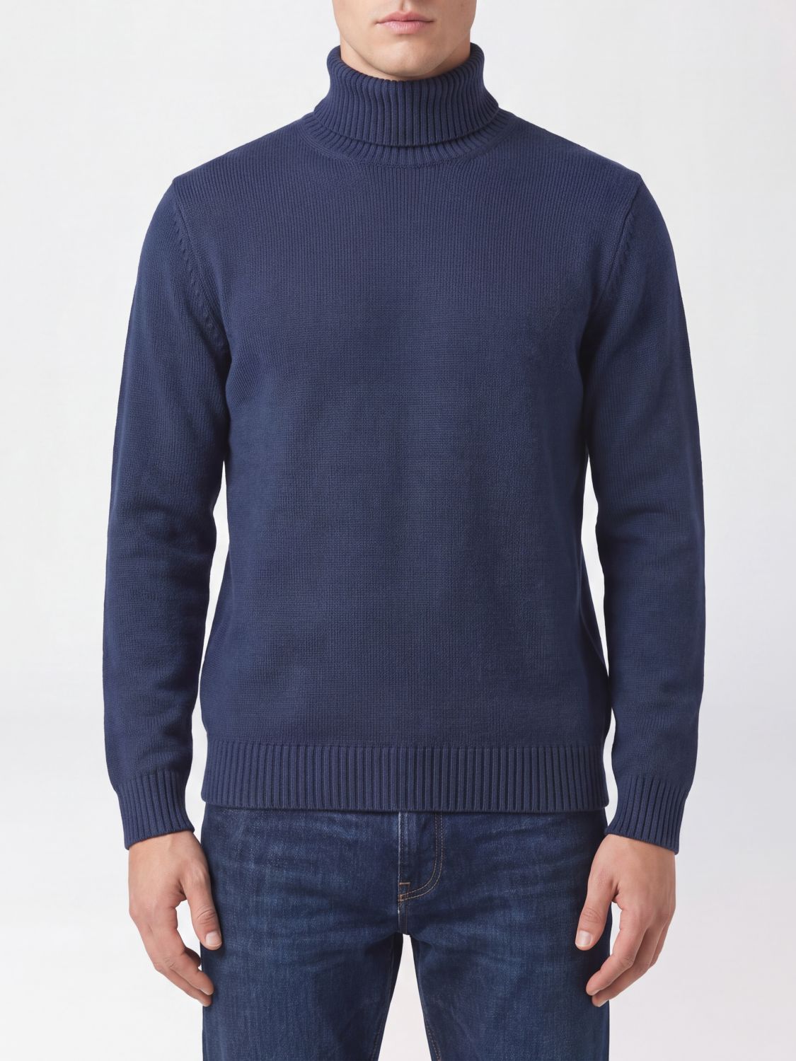 Ballantyne Pure Merino Wool Turtleneck Jumper with Ribbed Trims