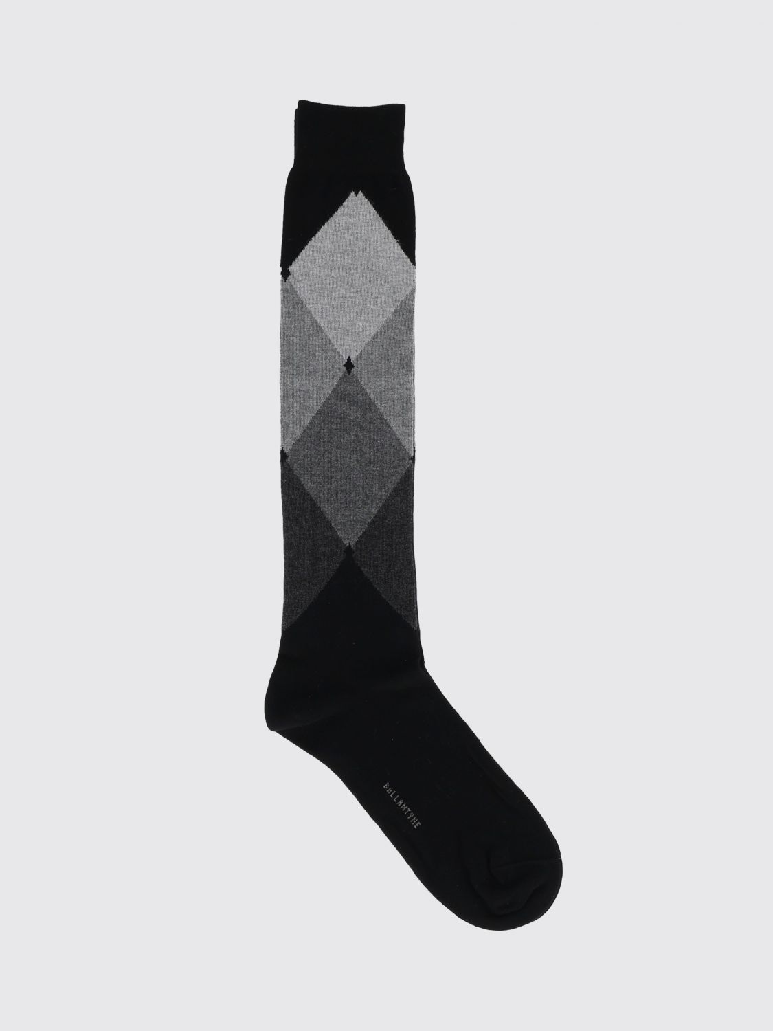 Ballantyne Diamond Pattern High-Top Cotton-Blend Socks with Contrast Logo