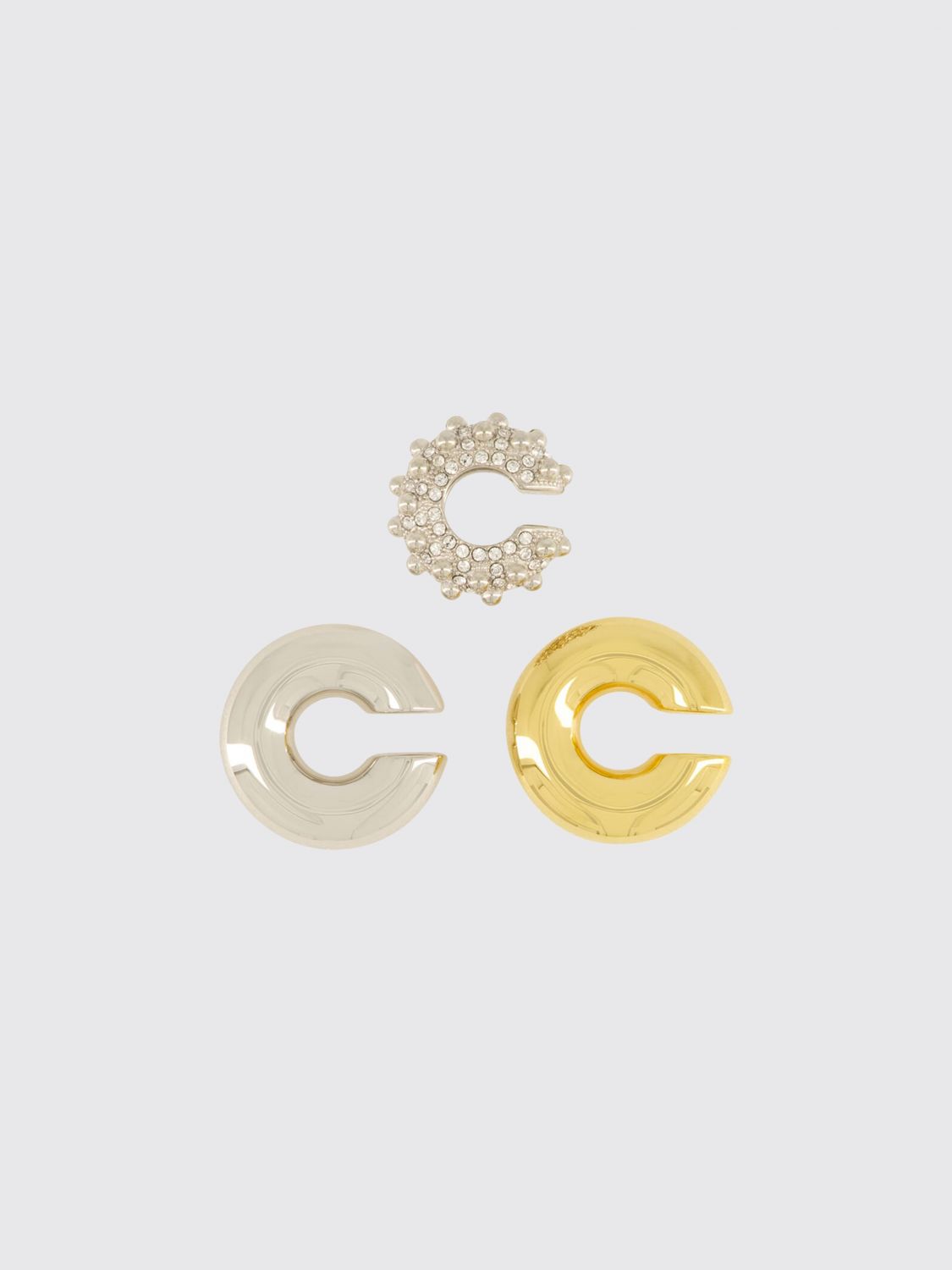 Rabanne Set of Three Aluminium Ear Cuffs with Rhinestones · OS
