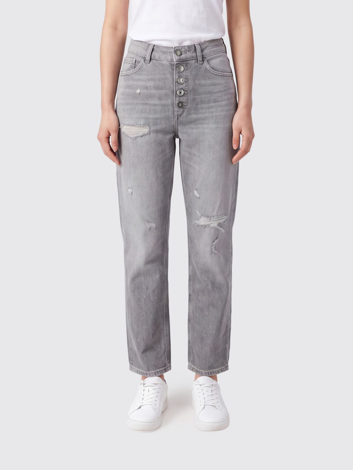 Dondup Koons High-Waisted Straight Cropped Jeans in Cotton Denim