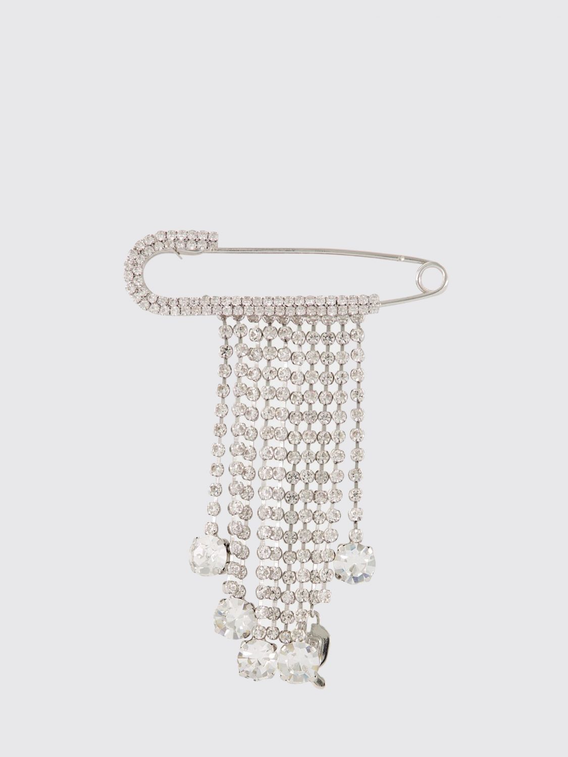RABANNE Aluminium-Brosche mit Strass und Schmuckfransen