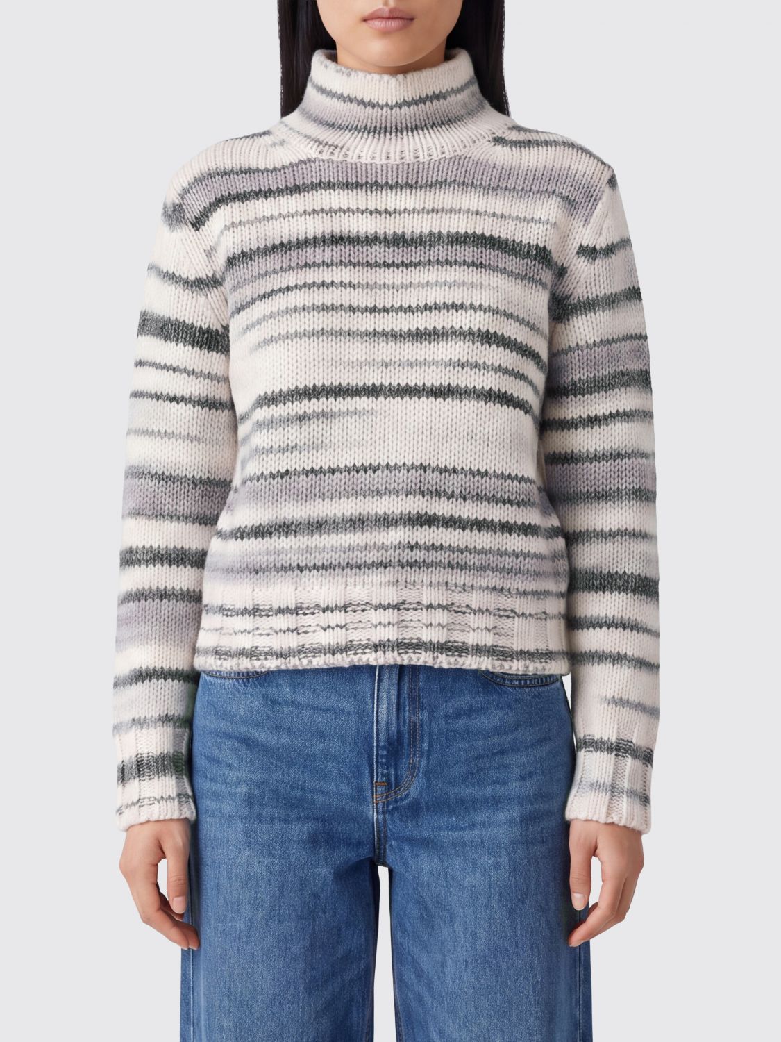 Kangra Striped High-Neck Wool-Blend Jumper with Long Sleeves