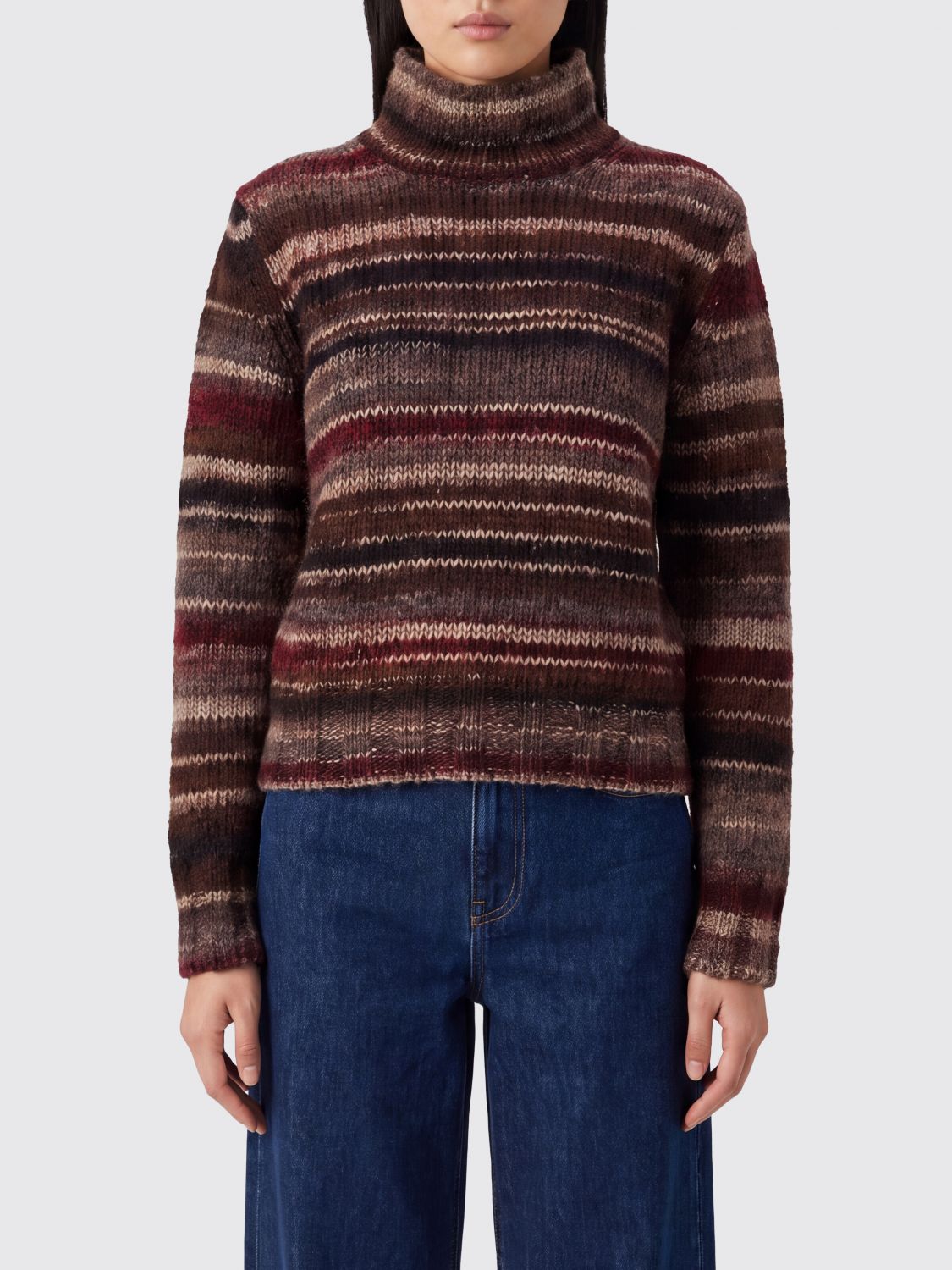 Kangra Striped High-Neck Wool-Blend Jumper with Long Sleeves