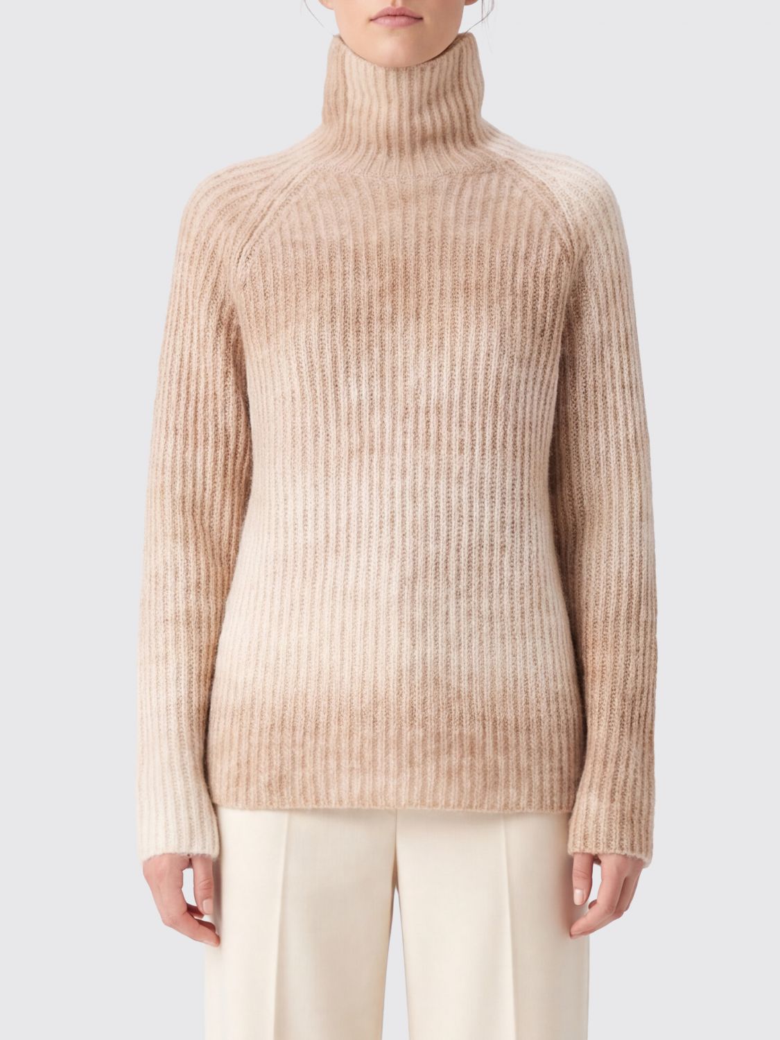 Kangra Slim Fit Alpaca and Nylon Turtleneck Jumper with Abstract Pattern