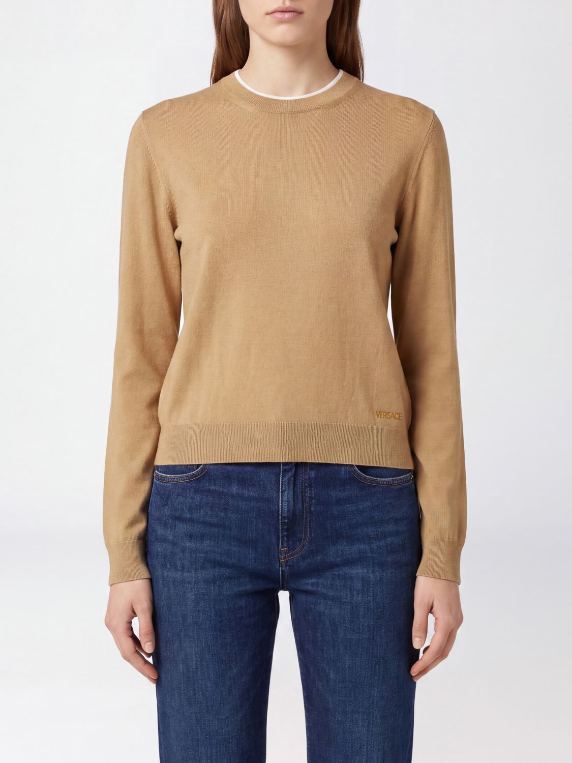VERSACE Wollpullover mit Rundhalsausschnitt und Rippbündchen