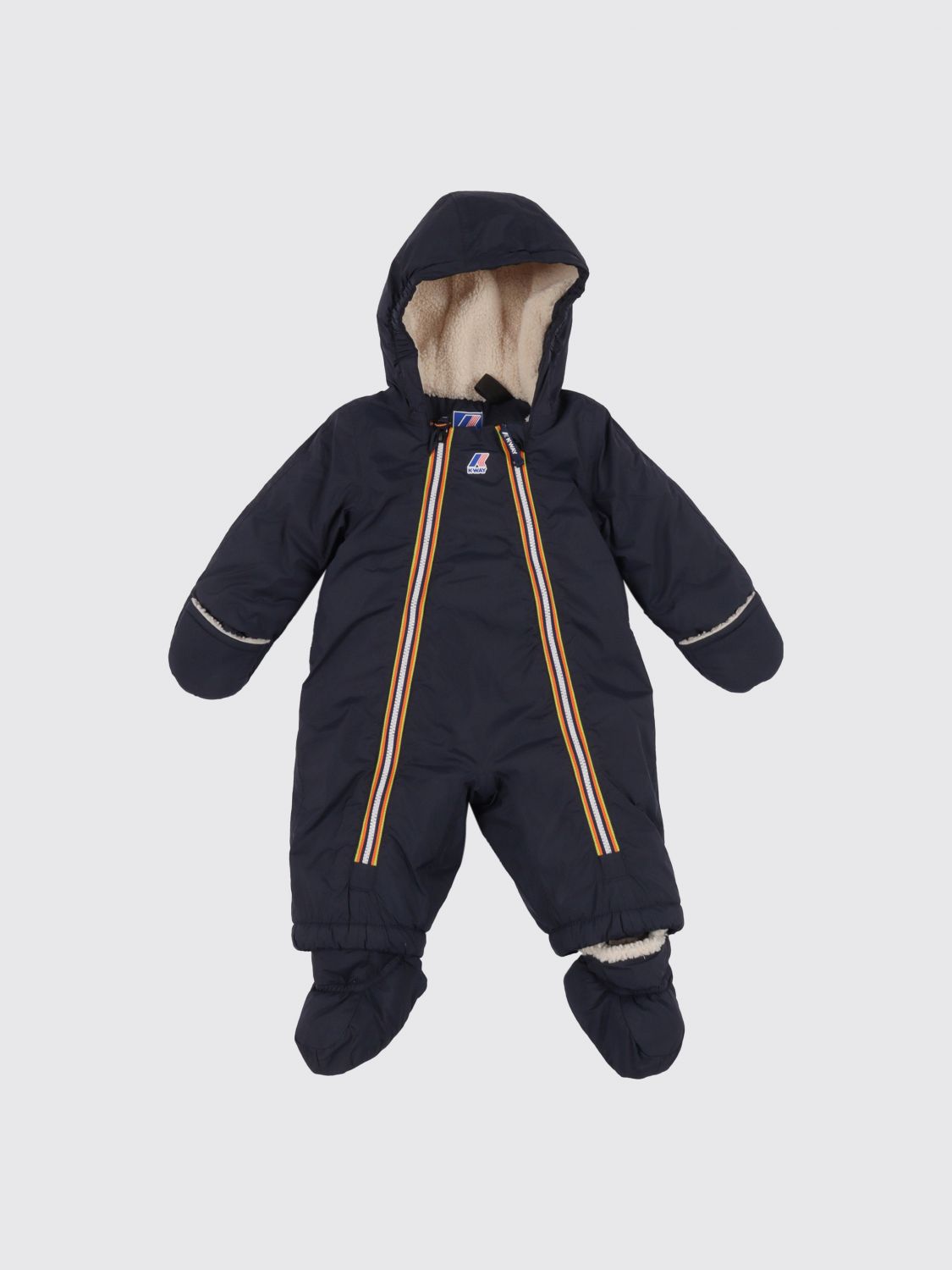 K-WAY Gepolsterter Nylon-Schneeanzug für Jungen mit Kapuze und Füßen