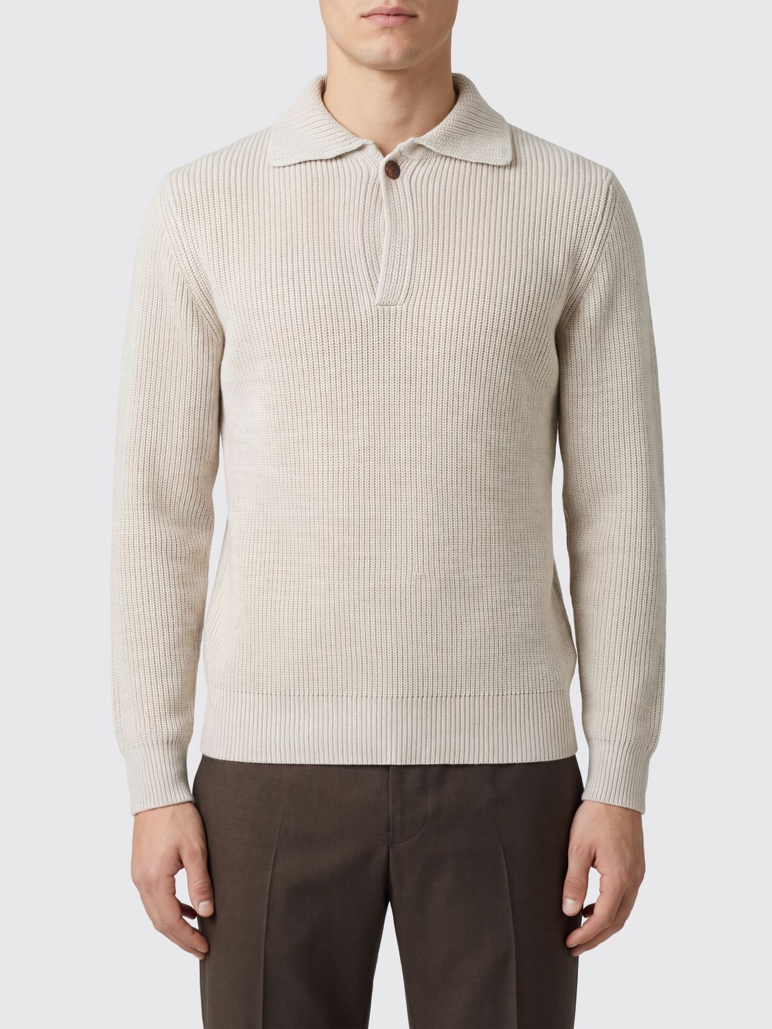 Ballantyne Slim Fit Long-Sleeved Wool Polo Shirt