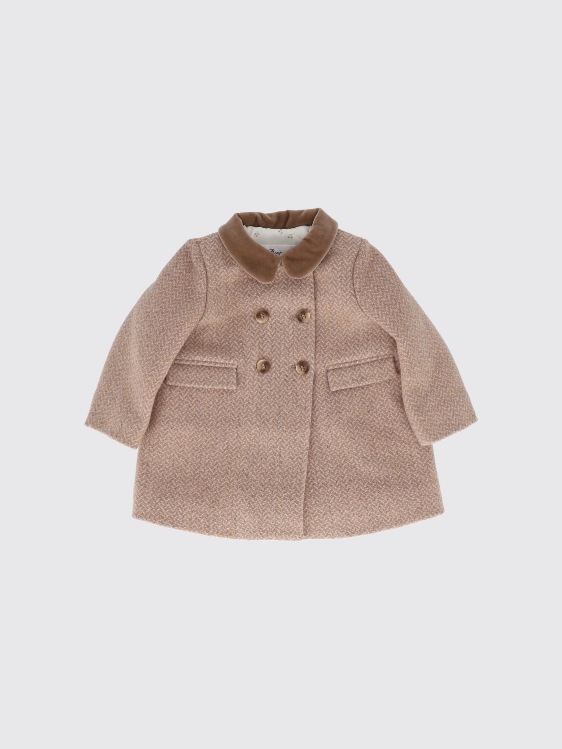 BONPOINT Zweireihiger Chevron-Wollmantel für Jungen mit Peter-Pan-Kragen