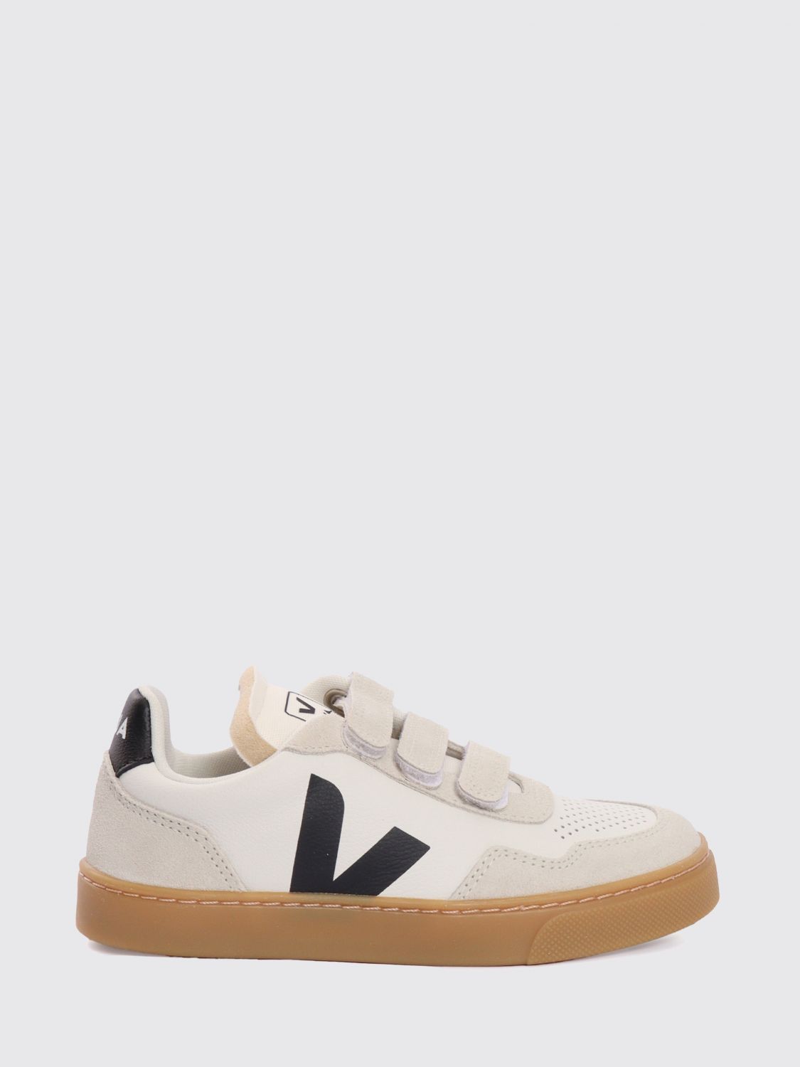 VEJA V-90 Kinder-Sneaker aus Leder und Wildleder mit Klettverschluss