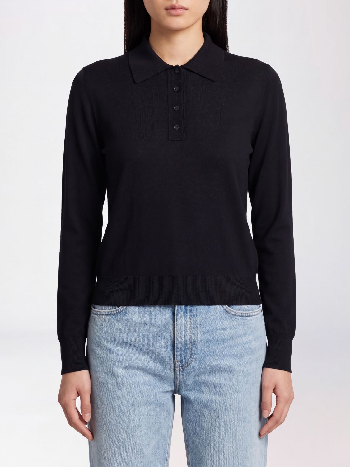 GOLDEN GOOSE Langärmeliges Strick-Poloshirt aus reiner Schurwolle
