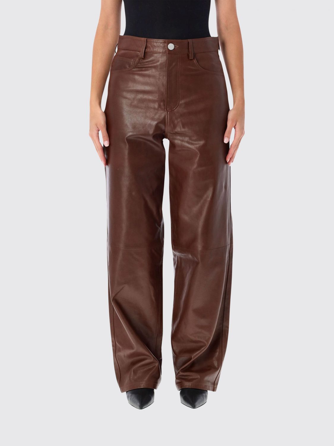 Rohe High-Waisted Wide-Leg Sheep Leather Trousers