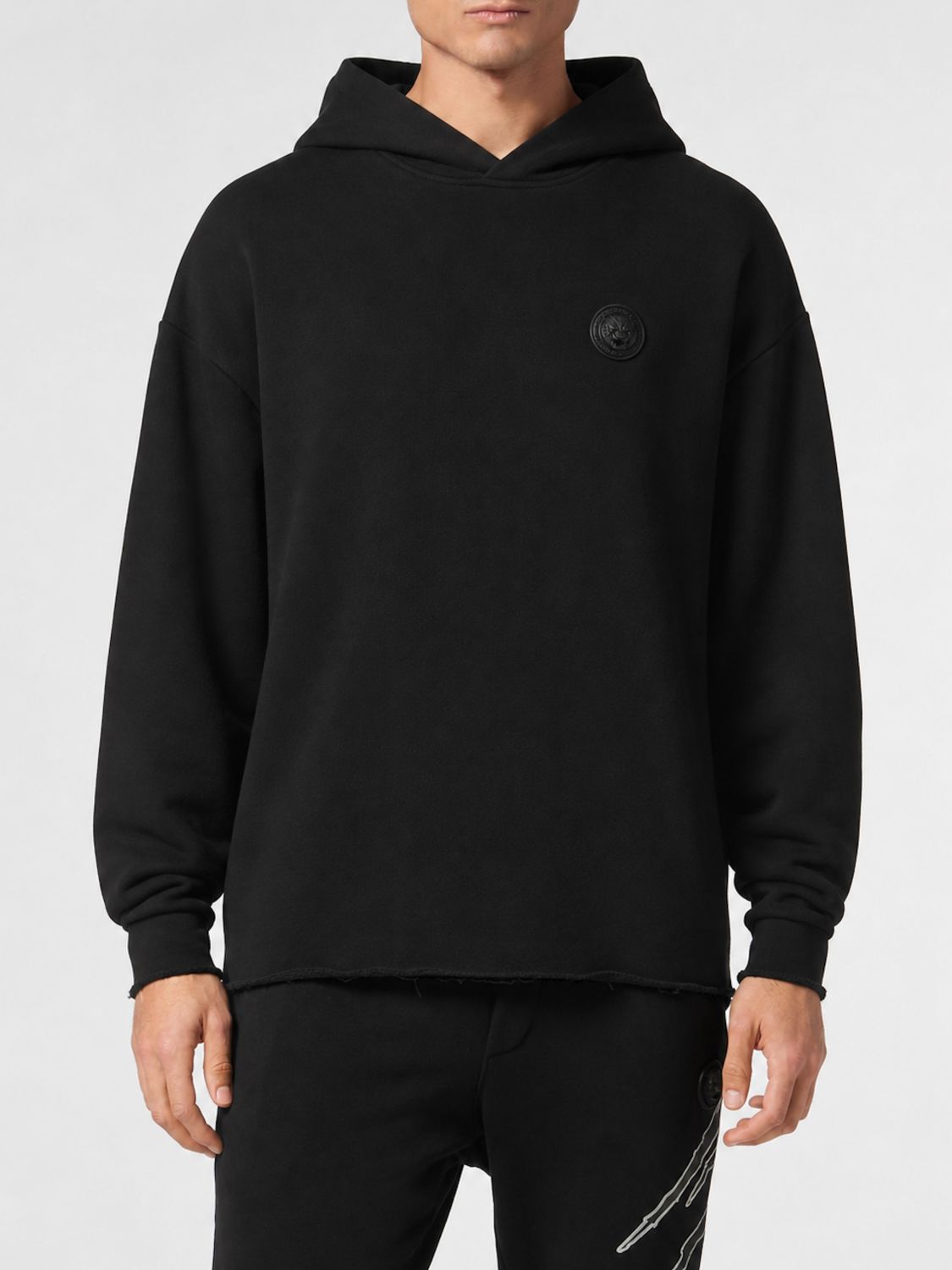 Plein Sport Baumwoll-Hoodie mit offener Kante
