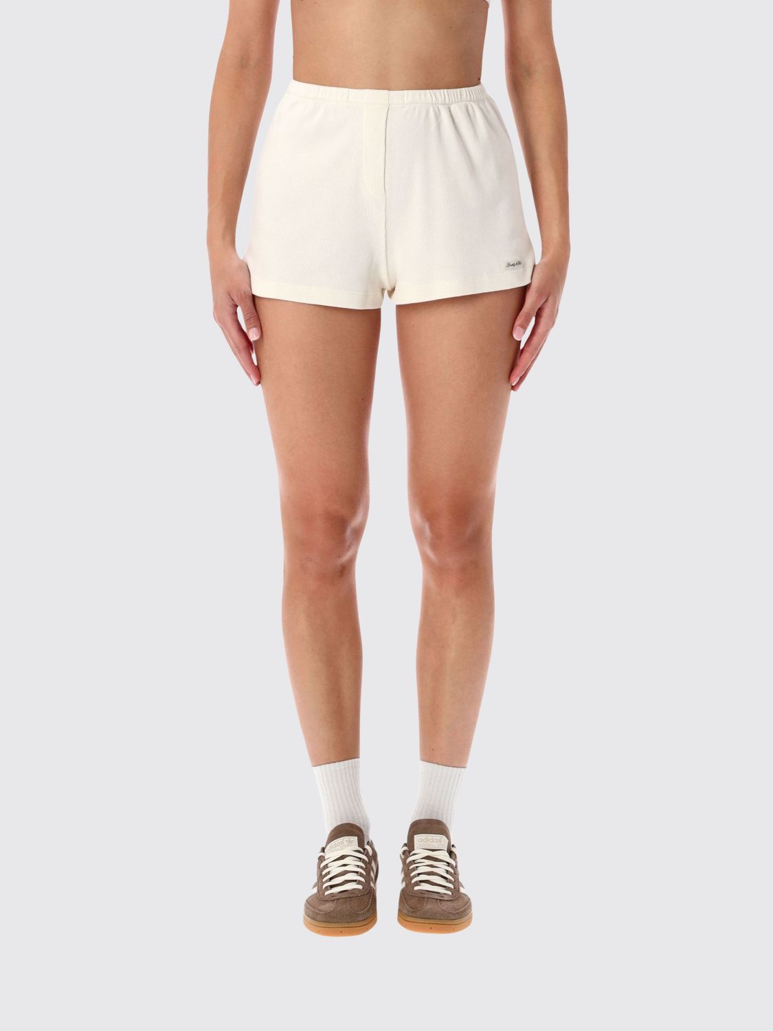 SPORTY & RICH Stretch Cotton Culotte Shorts with Elasticated Waist