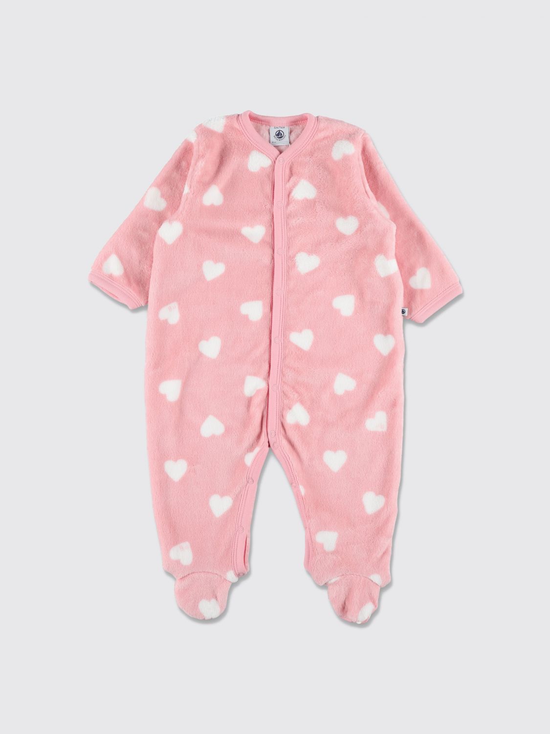 PETIT BATEAU Mädchen-Schlafanzug aus Fleece mit Herz-Druck und Füßen