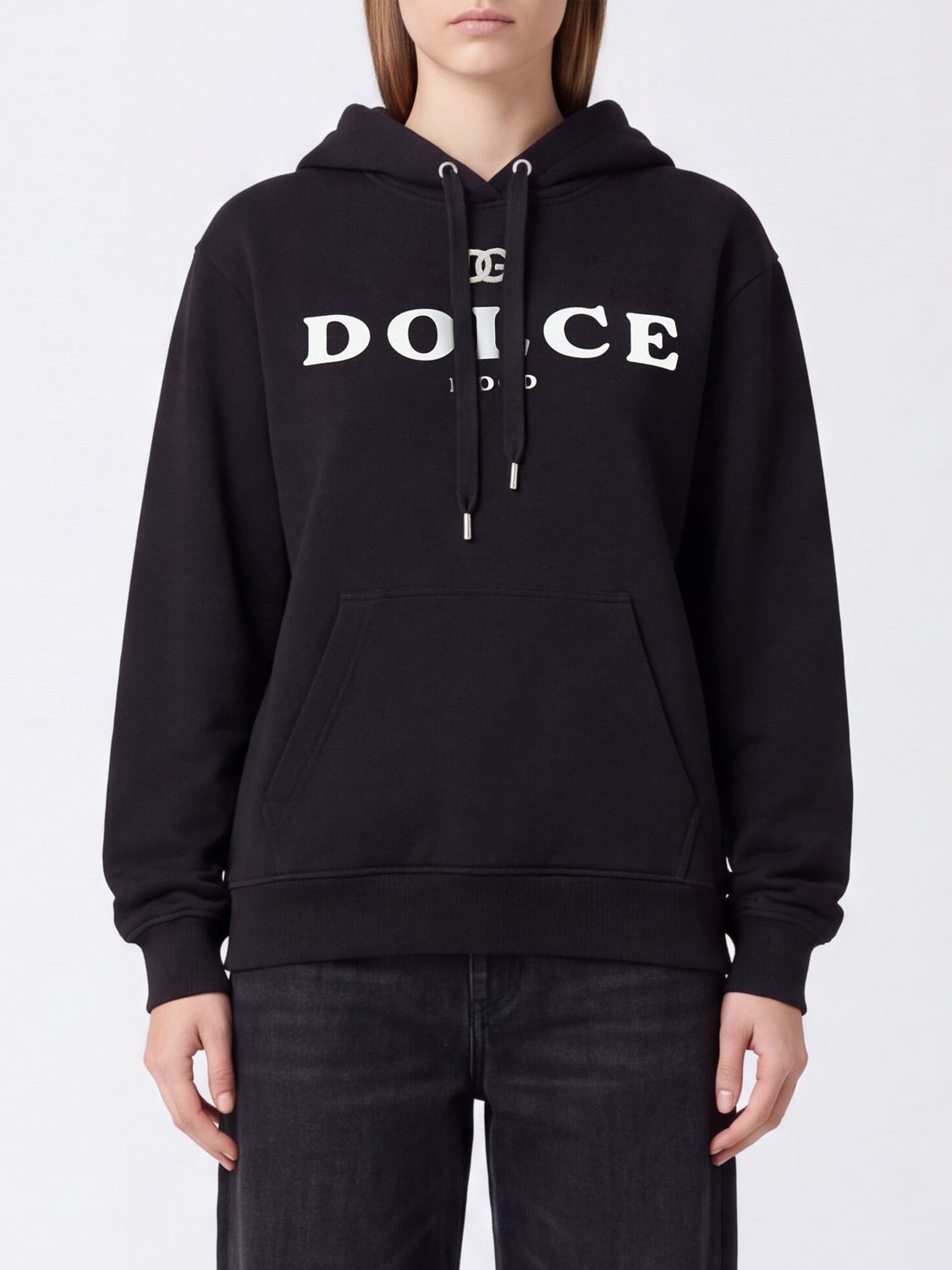 Dolce & Gabbana Cotton Hoodie with Kangaroo Pocket and Logo
