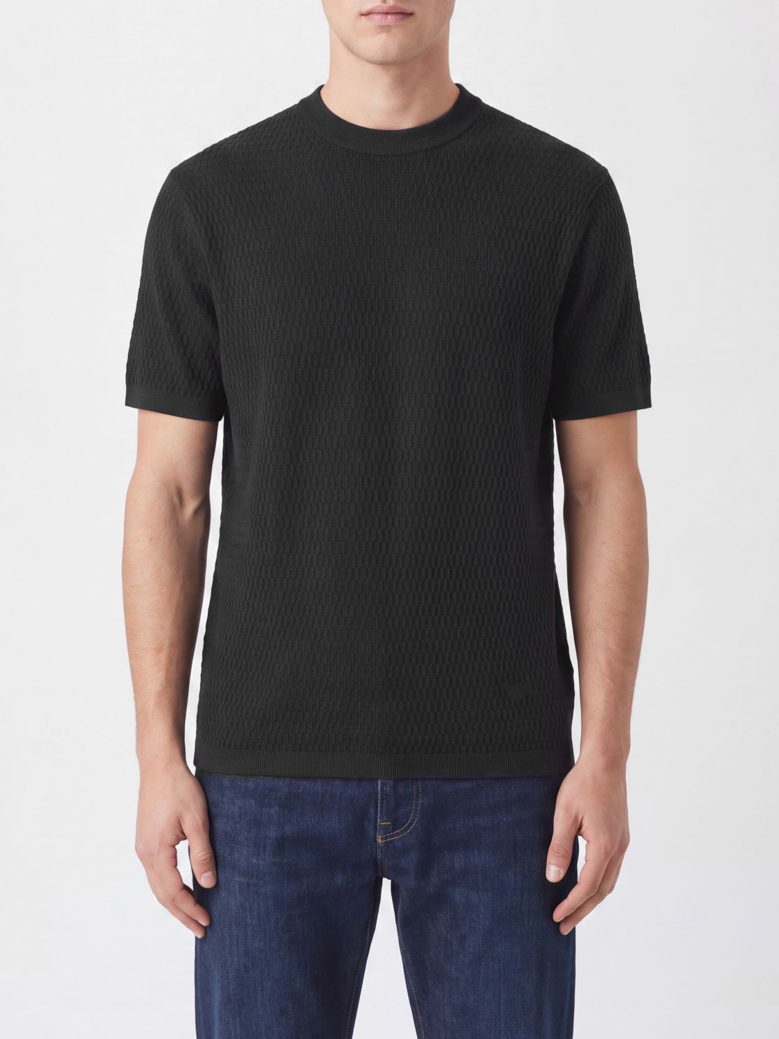 EMPORIO ARMANI Slim-Fit-T-Shirt von aus gerippter Schurwolle mit Rundhalsausschnitt