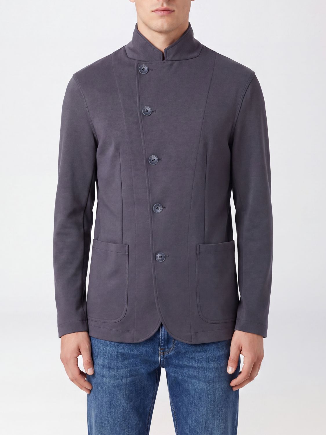 EMPORIO ARMANI Kurze Slim-Fit-Zweireiher-Jacke von aus Woll-Baumwoll-Mix