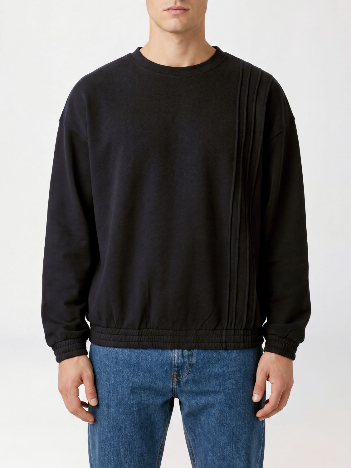 Emporio Armani Relaxed Fit Cotton Crewneck Sweatshirt with Dropped Shoulders