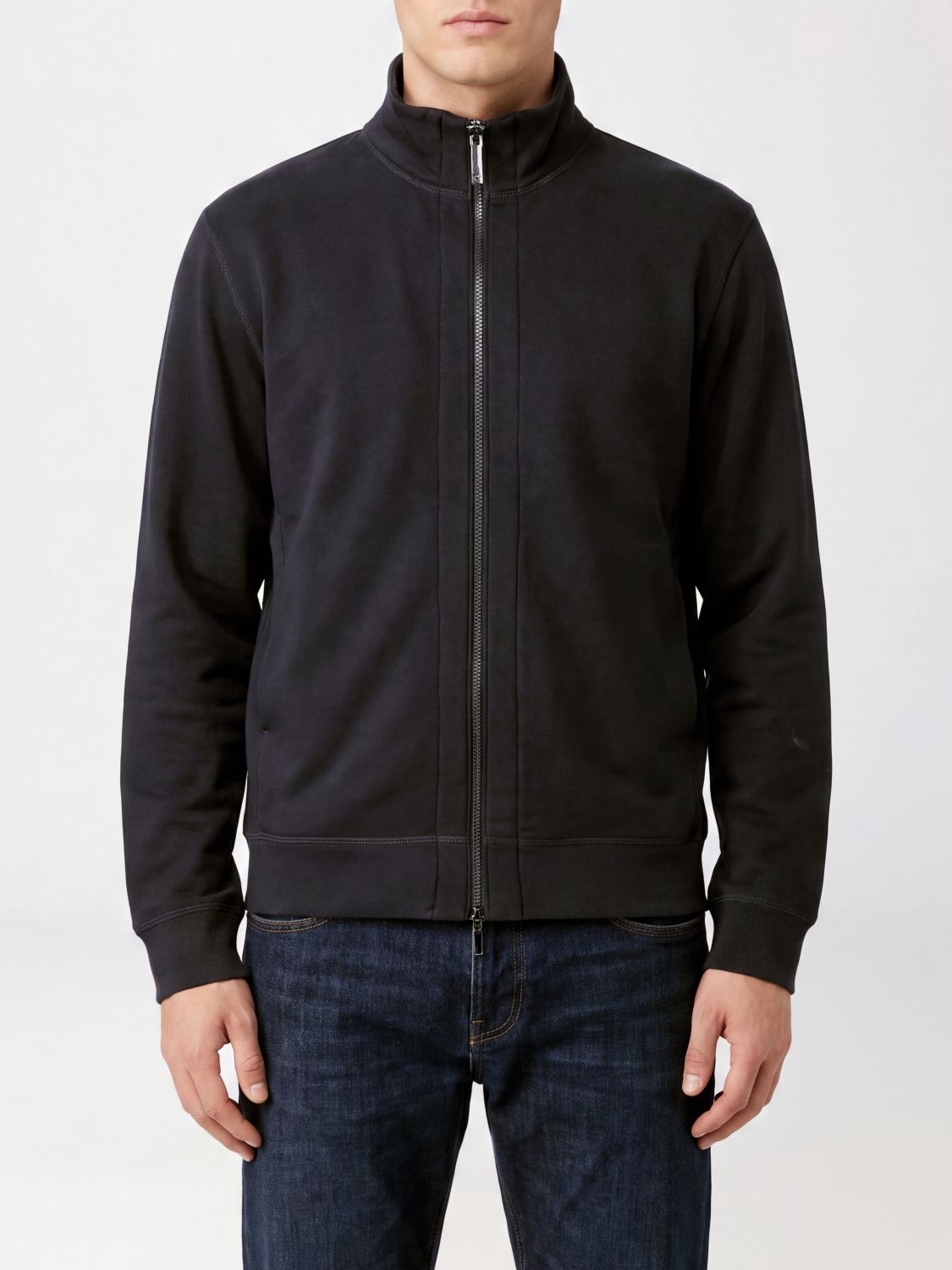 EMPORIO ARMANI Sweatshirt-Jacke von aus Baumwollmix mit Stehkragen und Reißverschluss
