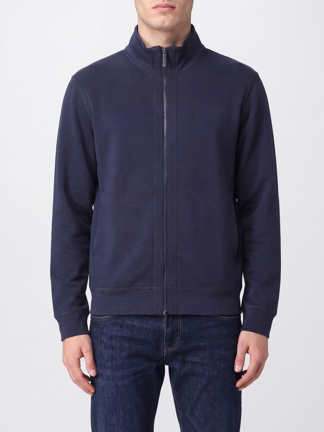 EMPORIO ARMANI Sweatshirt-Jacke von aus Baumwollmix mit Stehkragen und Reißverschluss