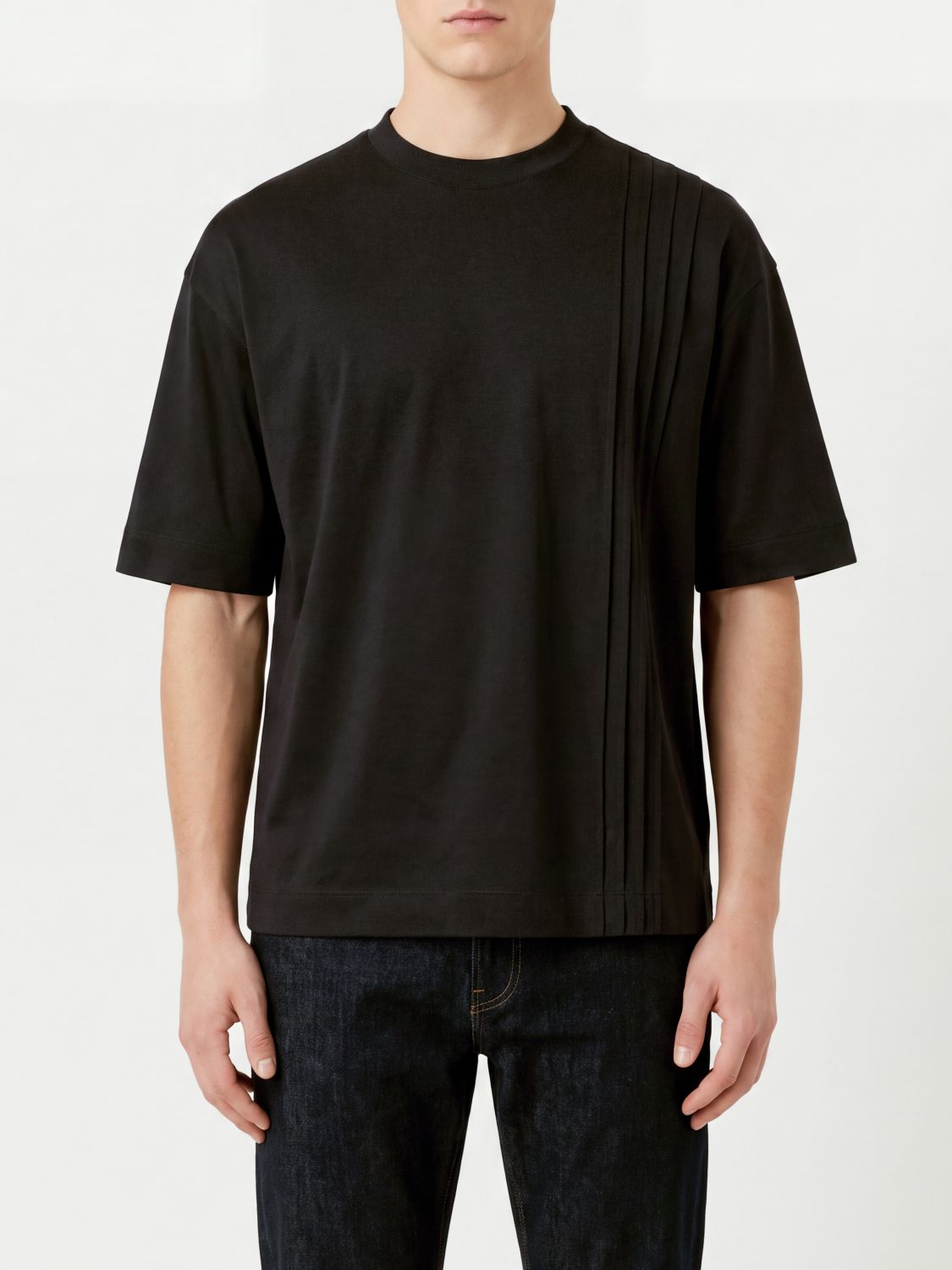 EMPORIO ARMANI T-Shirt von aus Lyocell und Baumwolle mit plissierten Kanten