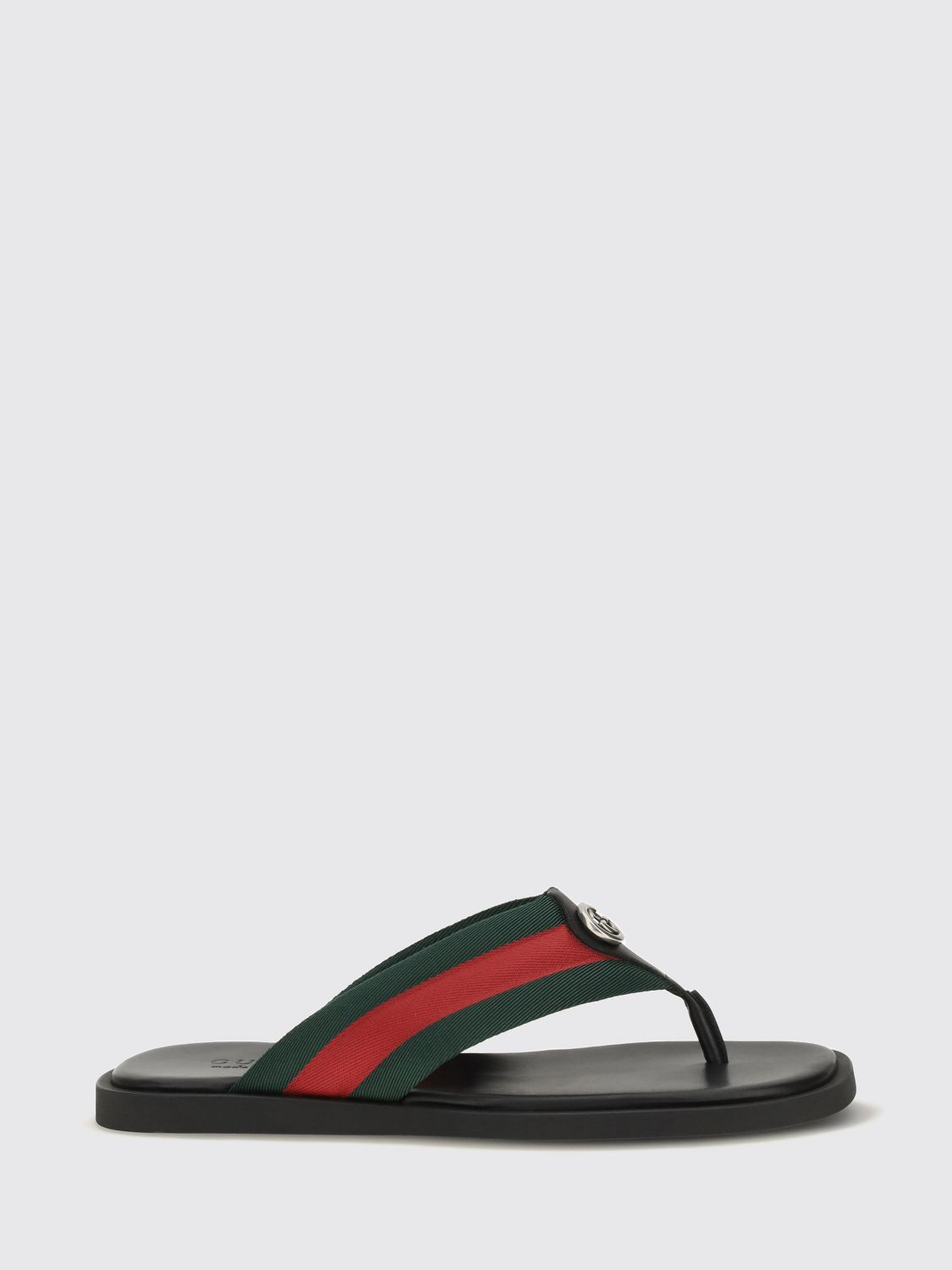 GUCCI Gestreifte Nylon-Zehenstegsandalen mit GG-Monogramm