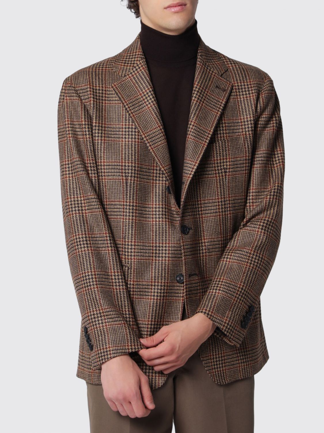 TAGLIATORE Einreihiger Tartan-Blazer von aus Schurwolle und Kaschmir