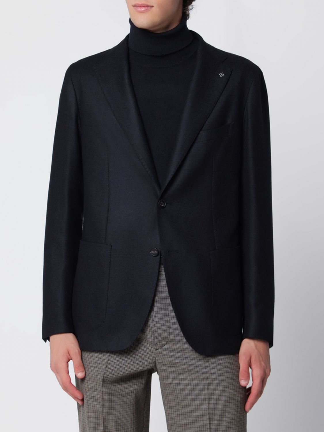 Tagliatore Single-Breasted Blazer in Virgin Wool and Cashmere with Patch Pockets